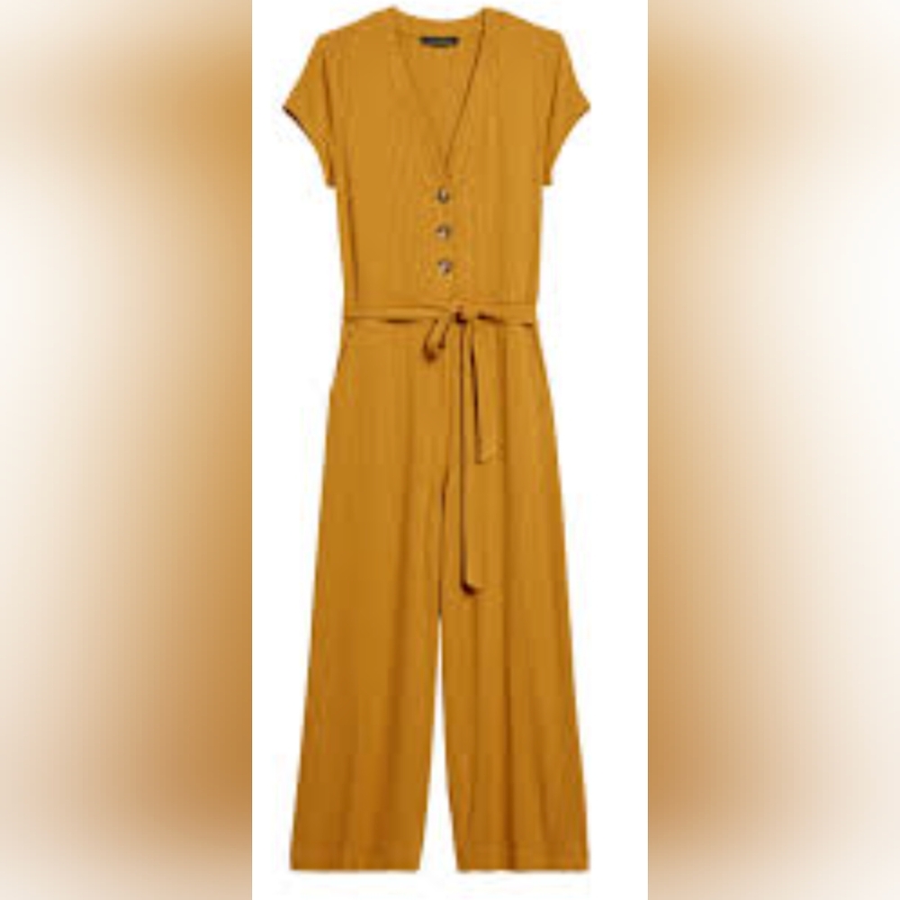 Banana Republic Ribbed Knit Cropped Jumpsuit Size M NWT MSRP $119 - Picture 1 of 5